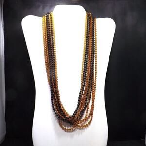 Long Vintage Lucite 5 Strand Necklace, Light Weight Beaded Strands, 50 Inches
